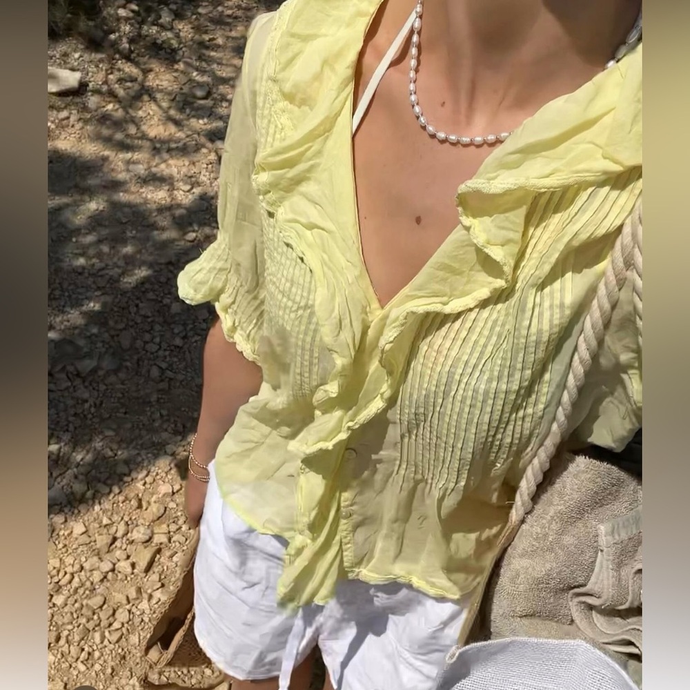 Wilfred La boheme yellow puff sleeve top